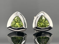 OHRSTECKER AUS 925/- SILBER RHODINIERT MIT PERIDOT (CA.1,0 ct.)