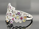 RING AUS 925/- SILBER RHODINIERT MIT MULTI EDELSTEINE (GES.CA.1,80 ct.)