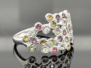 RING AUS 925/- SILBER RHODINIERT MIT MULTI EDELSTEINE (GES.CA.1,80 ct.)