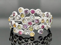RING AUS 925/- SILBER RHODINIERT MIT MULTI EDELSTEINE (GES.CA.1,80 ct.)