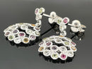 OHRSTECKER AUS 925/- SILBER RHODINIERT MIT MULTI EDELSTEINE (GES.CA. 2,10 ct.)