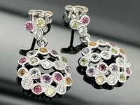 OHRSTECKER AUS 925/- SILBER RHODINIERT MIT MULTI EDELSTEINE (GES.CA. 2,10 ct.)