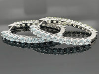 WENDECREOLEN AUS 925/- SILBER RHODINIERT MIT BLAUTOPAS & PERIDOT (GES.CA. 5,27ct.)