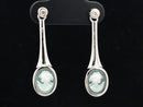 OHRSTECKER AUS 925/- SILBER RHODINIERT MIT AVENTURIN- KAMEE BEH. & ZIRKON