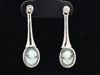 OHRSTECKER AUS 925/- SILBER RHODINIERT MIT AVENTURIN- KAMEE BEH. & ZIRKON