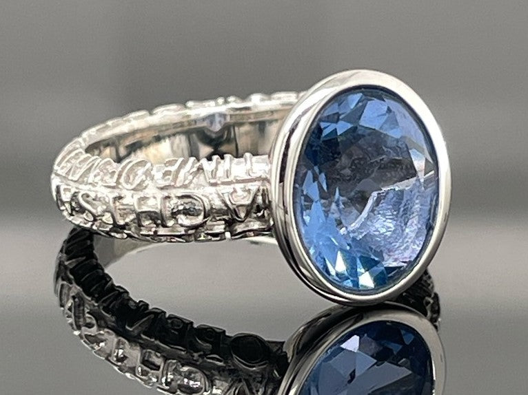RING AUS 925/- SILBER RHODINIERT MIT FLUORIT (ca.2,63 ct.)