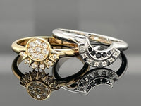 2-ER SET RING AUS 925/- SILBER BICOLOR MIT SPINELl & ZIRKON