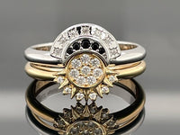 2-ER SET RING AUS 925/- SILBER BICOLOR MIT SPINELl & ZIRKON