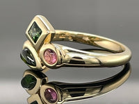 RING AUS 375/- GELBGOLD MIT MULTI TURMALIN (GES.CA 0,41 ct.)