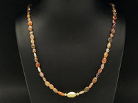 COLLIER 375/- GELBGOLD MIT MULTI ZIRKON , BK/BLATTG.-DUBL. BEH. & HÄMATIT
