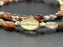 COLLIER 375/- GELBGOLD MIT MULTI ZIRKON , BK/BLATTG.-DUBL. BEH. & HÄMATIT