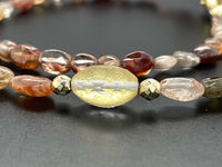 COLLIER 375/- GELBGOLD MIT MULTI ZIRKON , BK/BLATTG.-DUBL. BEH. & HÄMATIT