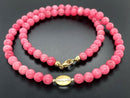 COLLIER 375/- GELBGOLD MIT RHODINITH & BERGKRISTALL/BLATTGOLD-DUBL. BEH