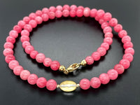 COLLIER 375/- GELBGOLD MIT RHODINITH & BERGKRISTALL/BLATTGOLD-DUBL. BEH