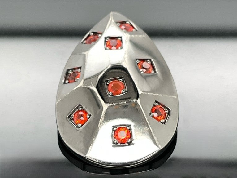 GLEITER AUS 925/-SILBER SCHWARZ RHOD. MIT FEUEROPAL (ges.ca. 0,405 ct.)