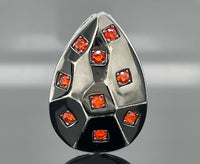 GLEITER AUS 925/-SILBER SCHWARZ RHOD. MIT FEUEROPAL (ges.ca. 0,405 ct.)