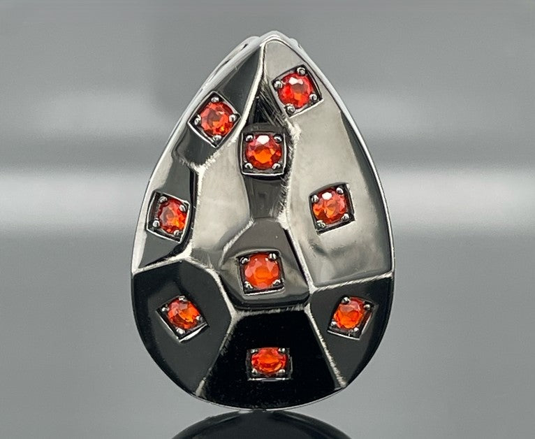 GLEITER AUS 925/-SILBER SCHWARZ RHOD. MIT FEUEROPAL (ges.ca. 0,405 ct.)