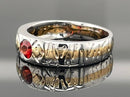 RING AUS 375/- GOLD BICOLOR MIT SAPHIR ROT (ca. 0,33 ct.)