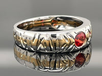 RING AUS 375/- GOLD BICOLOR MIT SAPHIR ROT (ca. 0,33 ct.)