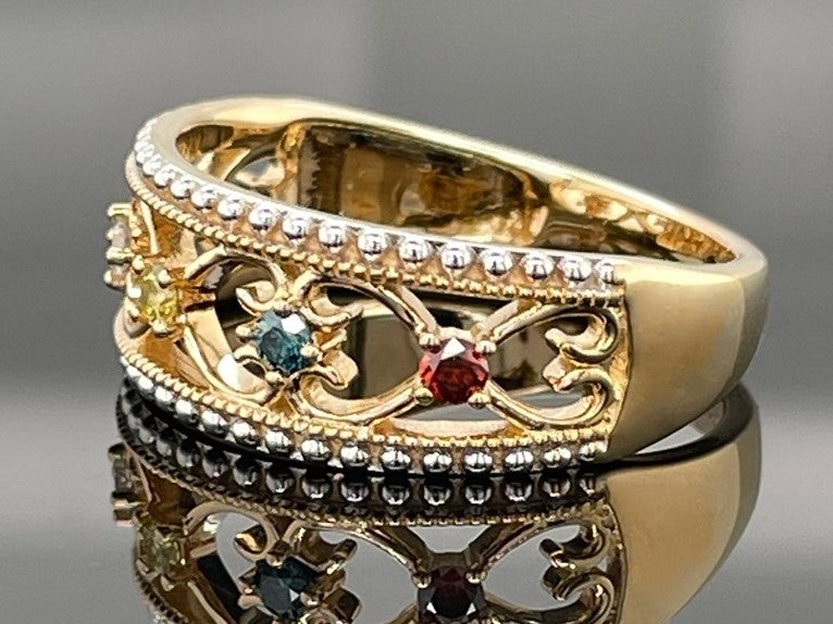 RING AUS 375/- GELBGOLD MIT MULTI BRILLANTEN BEH. (ges.ca. 0,175 ct.)
