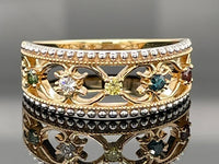 RING AUS 375/- GELBGOLD MIT MULTI BRILLANTEN BEH. (ges.ca. 0,175 ct.)