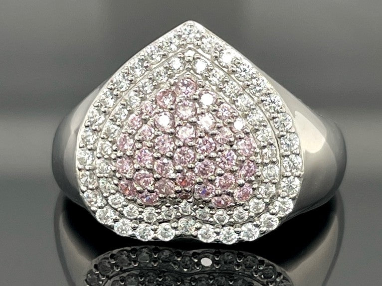 RING AUS 925/- SILBER RHODINIERT MIT ZIRKONIA