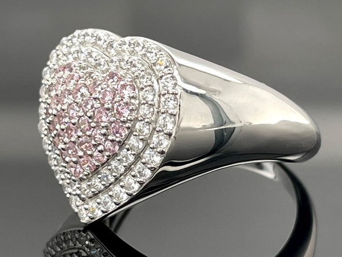 RING AUS 925/- SILBER RHODINIERT MIT ZIRKONIA