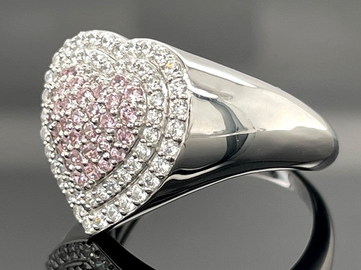 RING AUS 925/- SILBER RHODINIERT MIT ZIRKONIA