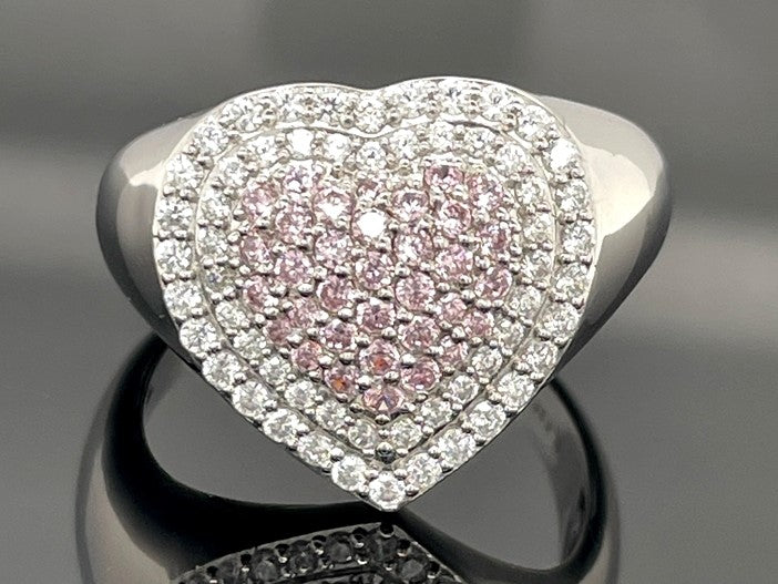 RING AUS 925/- SILBER RHODINIERT MIT ZIRKONIA
