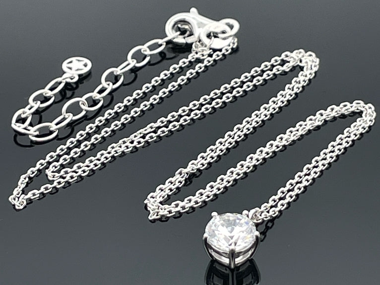 ANKERKETTE MIT ANHÄNGER AUS 925/- SILBER RHODINIERT MIT ZIRKONIA
