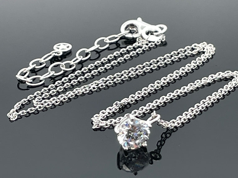 ANKERKETTE MIT ANHÄNGER AUS 925/- SILBER RHODINIERT MIT ZIRKONIA