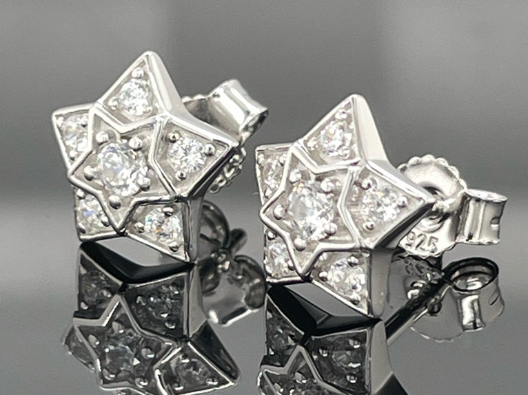 OHRSTECKER AUS 925/- SILBER RHODINIERT MIT ZIRKONIA