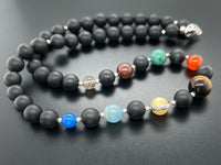 COLLIER "SONNENSYSTEM" 925/- SILBER RHODINIERT MIT MULTI EDELSTEINE