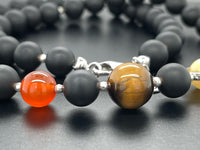 COLLIER "SONNENSYSTEM" 925/- SILBER RHODINIERT MIT MULTI EDELSTEINE