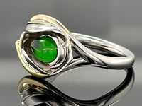 RING AUS 925/- SILBER BICOLOR MIT BERNSTEIN/PERLMUTT-DUBL. (CA. 0,36 ct.)
