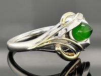 RING AUS 925/- SILBER BICOLOR MIT BERNSTEIN/PERLMUTT-DUBL. (CA. 0,36 ct.)