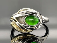 RING AUS 925/- SILBER BICOLOR MIT BERNSTEIN/PERLMUTT-DUBL. (CA. 0,36 ct.)