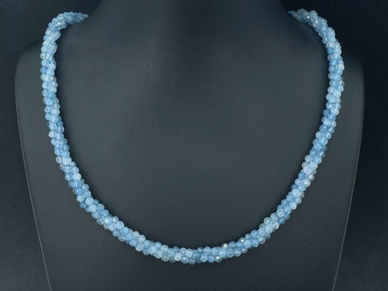 COLLIER 925/- SILBER VERGOLDET MIT AQUAMARIN