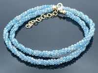 COLLIER 925/- SILBER VERGOLDET MIT AQUAMARIN