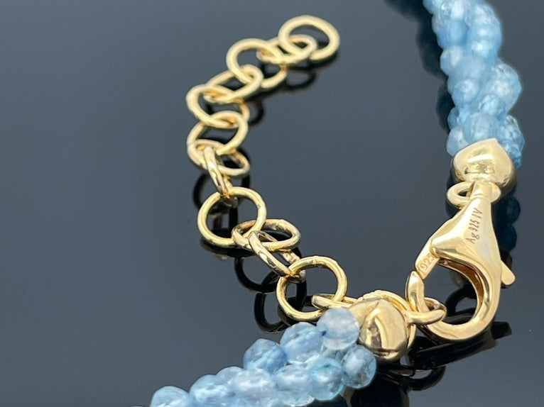 COLLIER 925/- SILBER VERGOLDET MIT AQUAMARIN