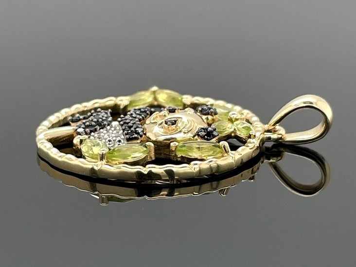 ANHÄNGER AUS 925/- SILBER VERGOLDET MIT PERIDOT, SPINELL & ZIRKON