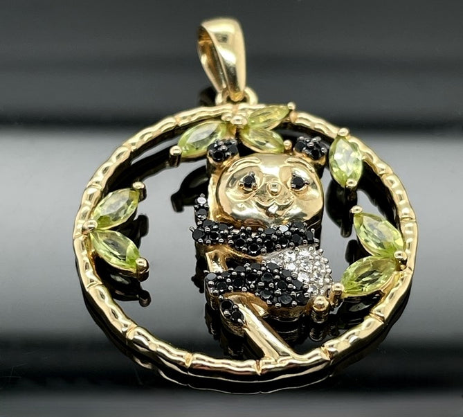 ANHÄNGER AUS 925/- SILBER VERGOLDET MIT PERIDOT, SPINELL & ZIRKON