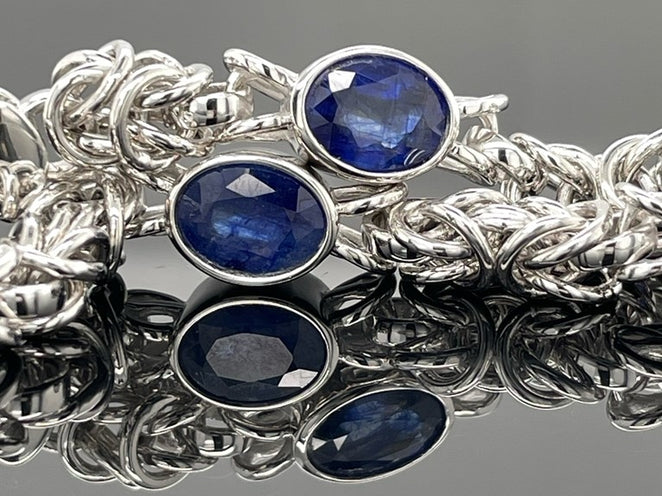 ARMBAND 925/-SILBER RHODINIERT MIT SAMBIA SAPHIR