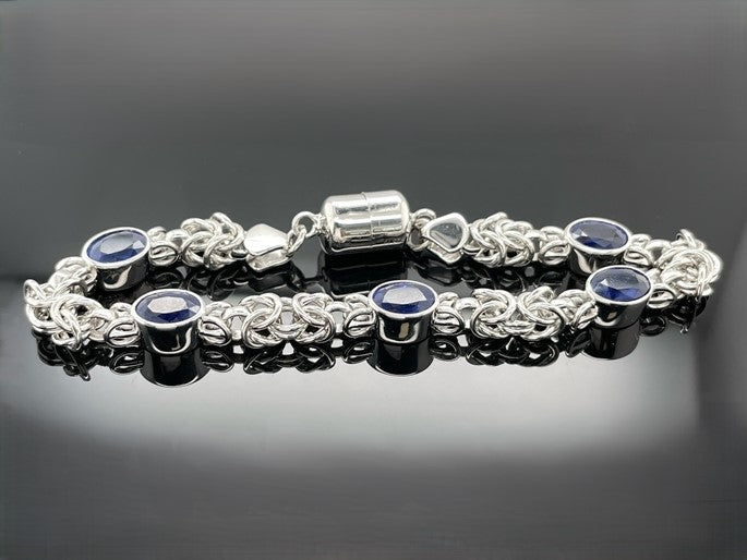 ARMBAND 925/-SILBER RHODINIERT MIT SAMBIA SAPHIR