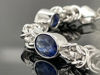 ARMBAND 925/-SILBER RHODINIERT MIT SAMBIA SAPHIR