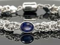 ARMBAND 925/-SILBER RHODINIERT MIT SAMBIA SAPHIR