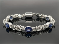 ARMBAND 925/-SILBER RHODINIERT MIT SAMBIA SAPHIR