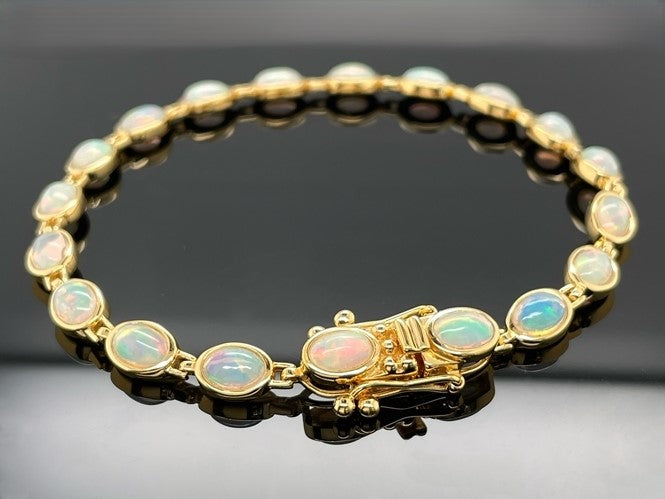 ARMBAND AUS 925/- SILBER VERGOLDER MIT ÄTHIOP.OPAL