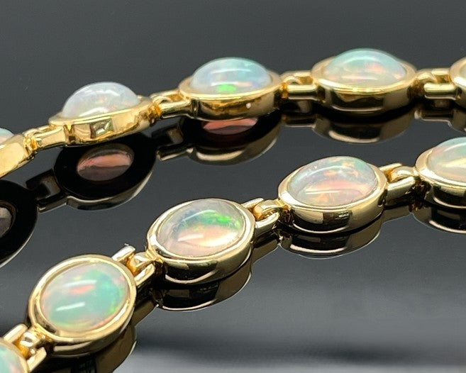ARMBAND AUS 925/- SILBER VERGOLDER MIT ÄTHIOP.OPAL