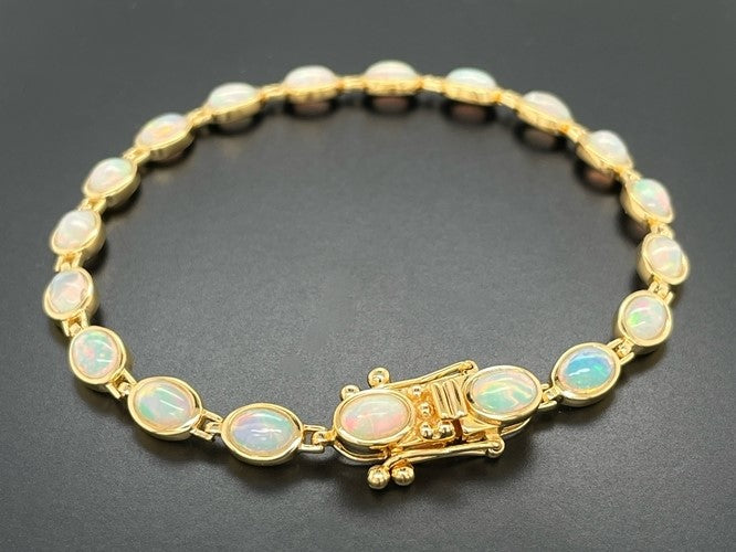 ARMBAND AUS 925/- SILBER VERGOLDER MIT ÄTHIOP.OPAL
